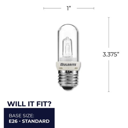 Bulbrite Mini 150w T8 Medium Screw Base E26 Clear Dimmable Soft White 2900K Halogen Light Bulb, 5PK 861995